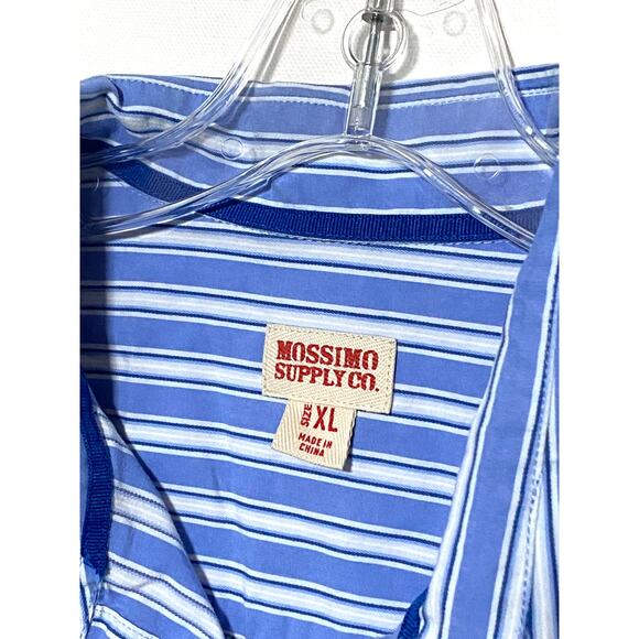Mossimo Supply Co. Mens XL Blue White Striped Button Down Shirt Pocket Logo - Picture 5 of 6
